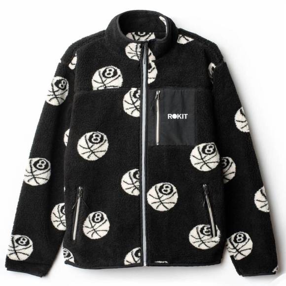 NEW ROKIT men's misfit polar fleece jacket in black - Picture 1 of 4